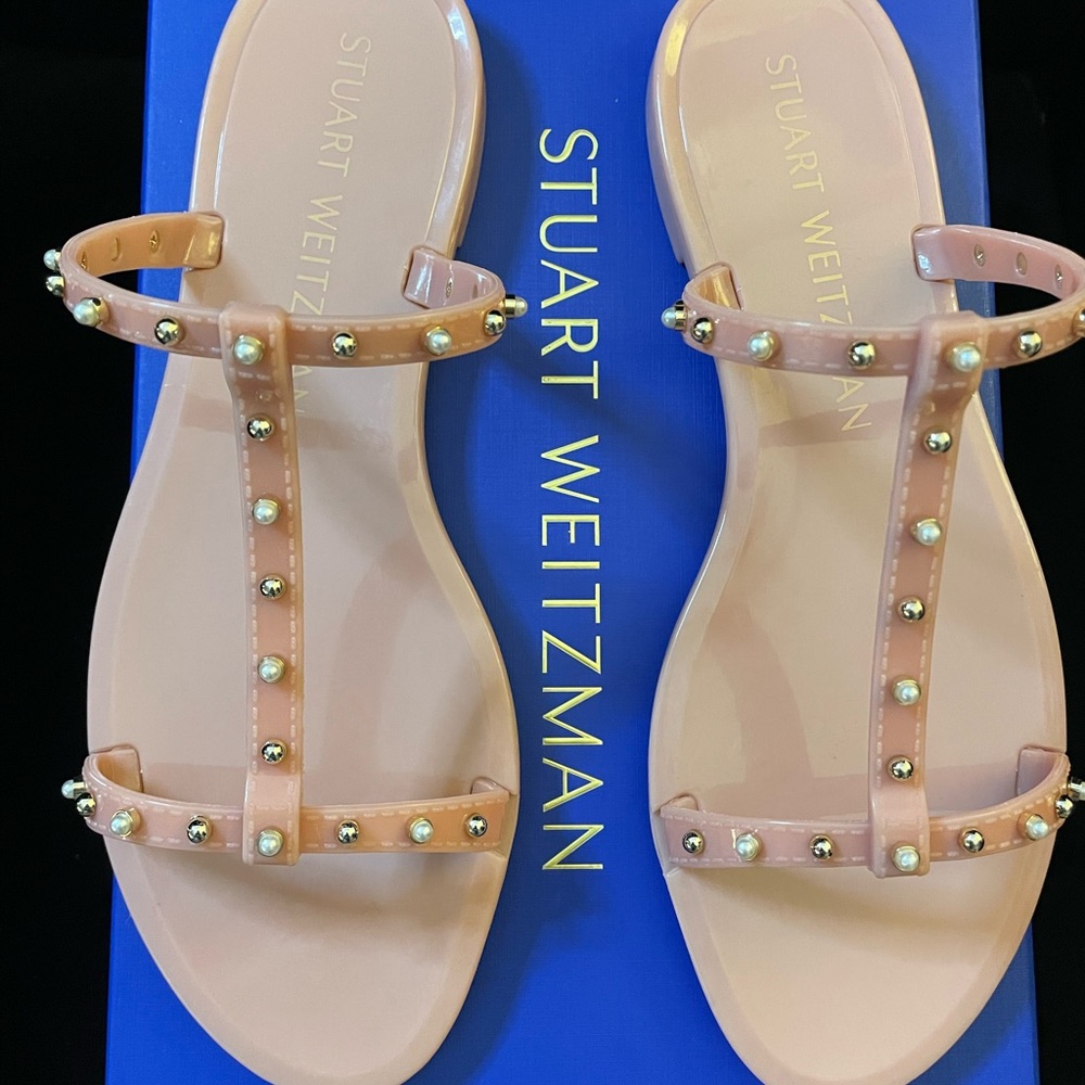 Stuart Weitzman MelliePearlstud Jelly Sandal 8 NWB